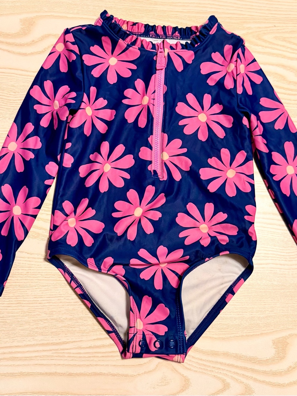 Carter's Navy One-Piece Swimsuit with Pink Daisy Print Size 3T